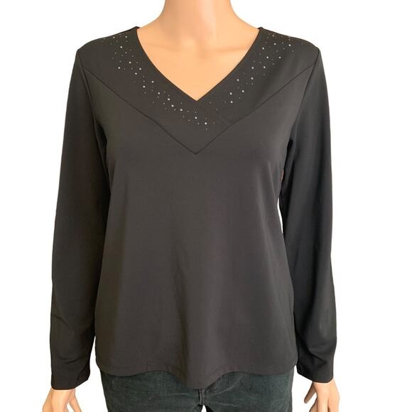 Vintage 90’s Talbots Petites Rhinestone Embellished Sparkly Blouse Small - Picture 1 of 4